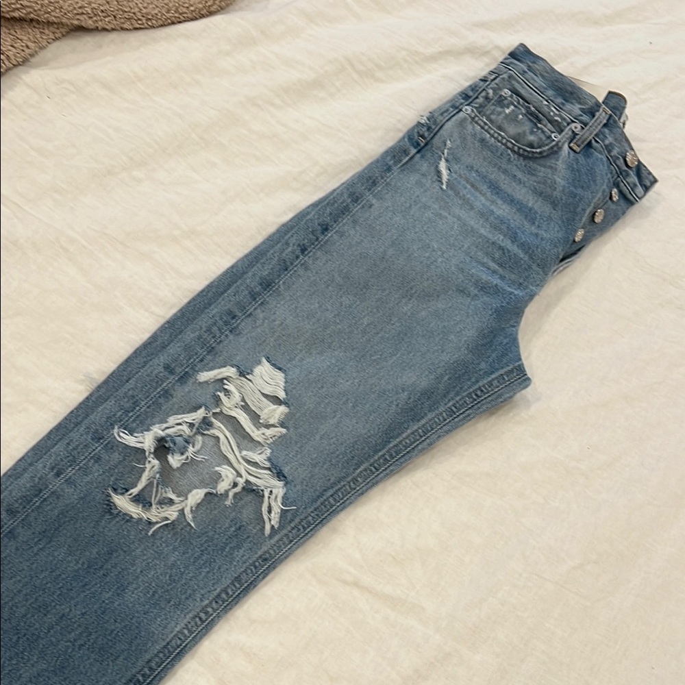 Distressed Blue Jeans